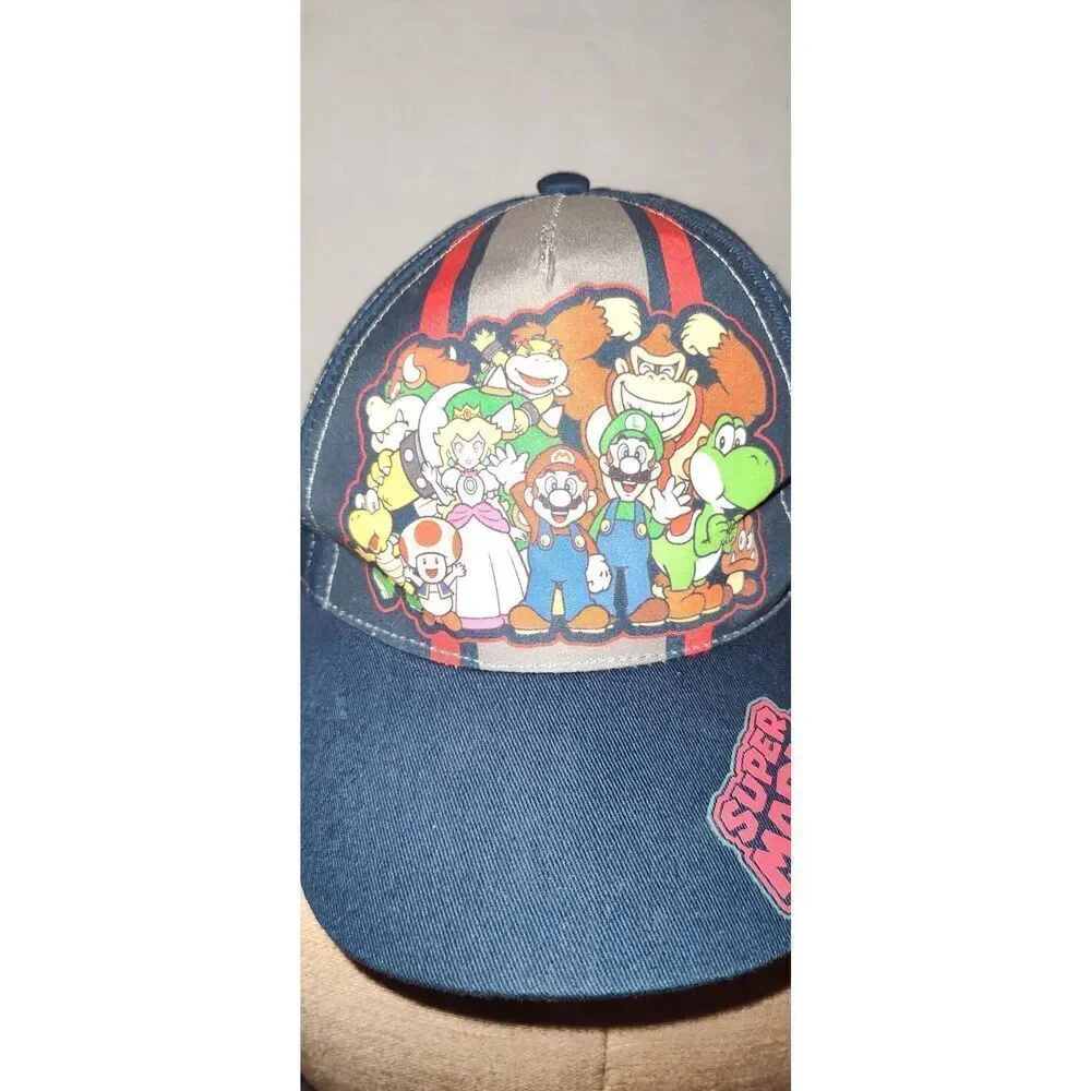 Super Mario Snap Back Hat Cap Mario Blue Snapback 2018 Nintendo Kids
